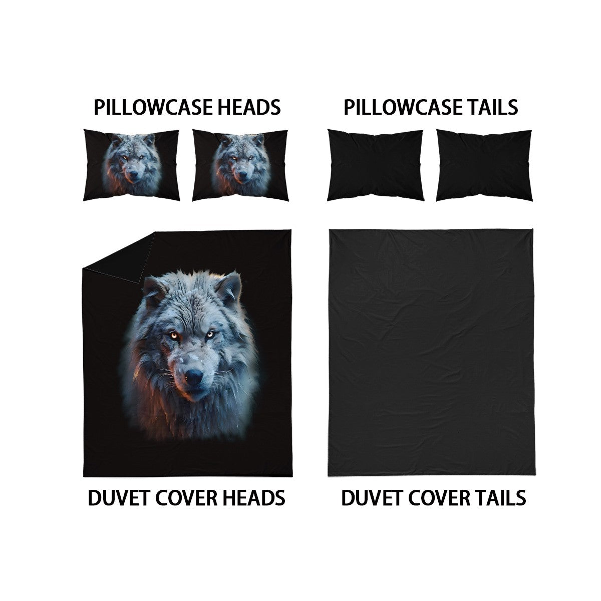 3-piece set, wolf pattern printed bedding set, queen, king, double bed, for bedroom, guestroom, hotel, home decoration