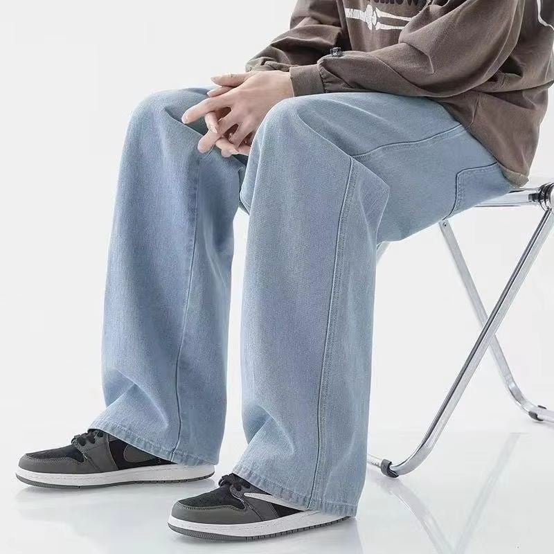 2025 autumn and winter Korean Style Straight Leg Jeans Men's Fashion Versatile Loose Thin Pants Men's Washed Retro ?