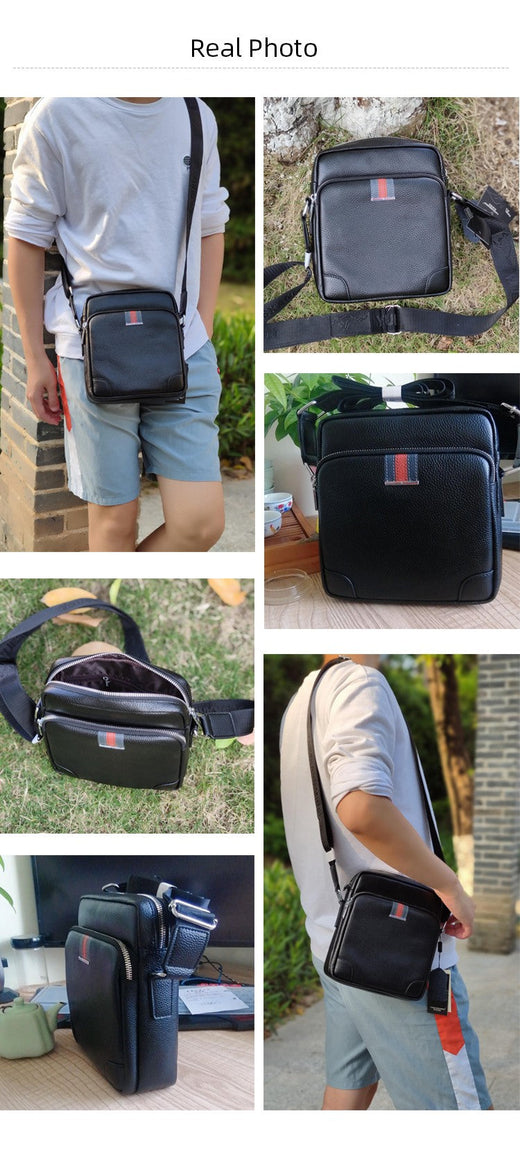 Famous Brand Small Men's Bag Genuine Leather Men Shoulder Bag Messenger Bag Fashion Business Man Crossbody Bag Cowhide Briefcase