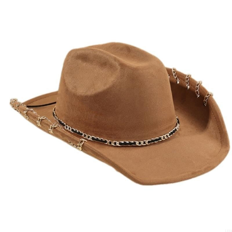 L5YA Elegant Homburg Hat for Men Women Unisex Wear Vintage Top Hat Cowboy Costume