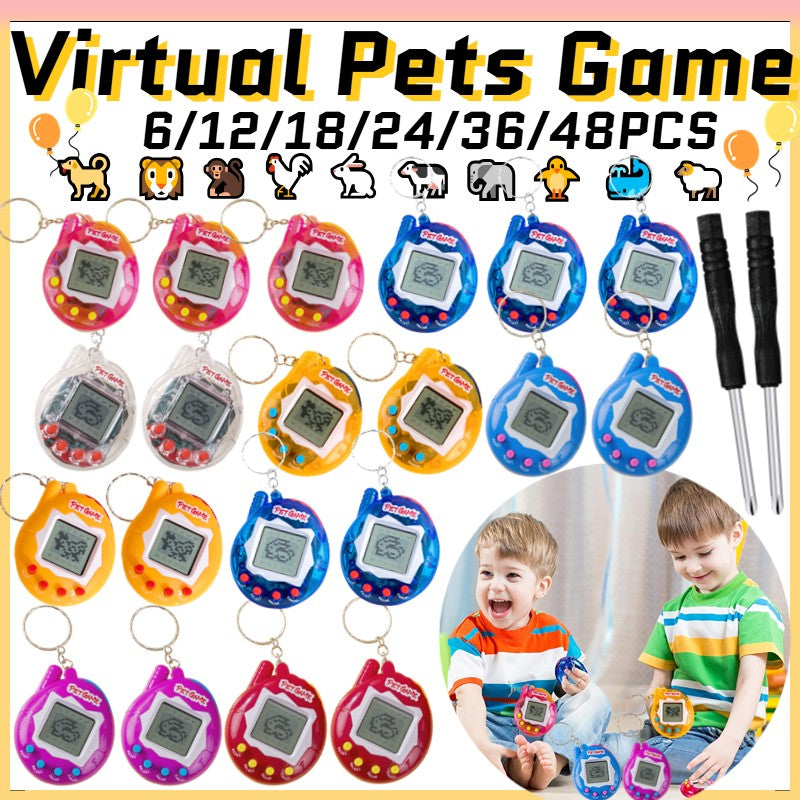 6-48PCS Virtual Pet Keychain Digital Pet Electronic Handheld Game Video Game Party Birthday Nostalgic 90s
