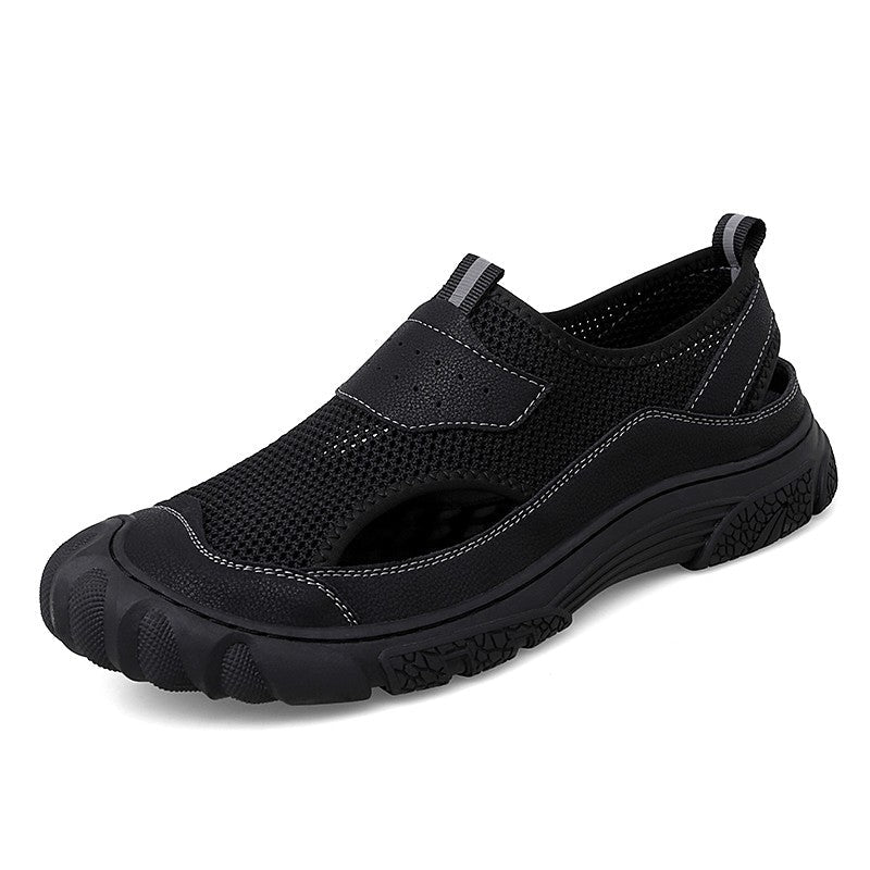 Outdoor Trendy Sandals Summer Mesh Hollow Casual Outerwear Shoes Men's Breathable Sports Shoes Beach Sandals New
