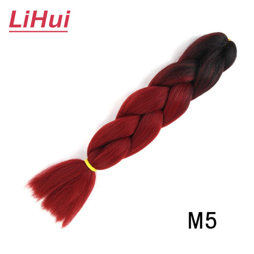 24 Inches Synthetic Braiding Hair Jumbo BraidOmbre Jumbo Hair Extension For Women DIY Hair Braids Purple Pink Yellow Gray Lihu