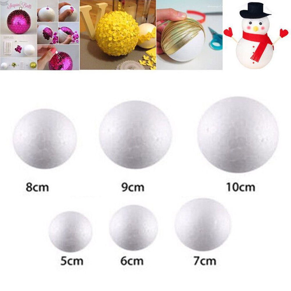 10pcs Solid Foam Ball Polystyrene Balls 50mm-100mm Round DIY Accessory Handmade For Party Celebration Christmas Decoration