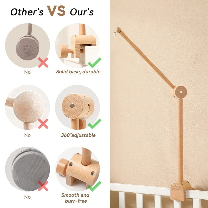 Crib Bell Rotary Music Box with Songs 0 12 Months Baby Bed Hanging Bell Toy Motor Accessory Pendant Toy Nursery Plays Wood Grain