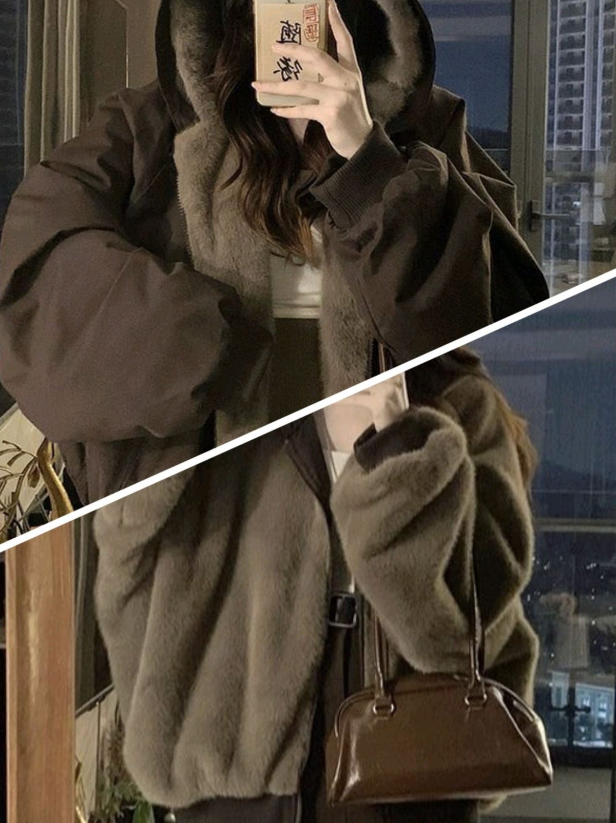 American Retro Reversible Velvet Zipper Hooded Jacket Women Winter Fashion Street Thick Loose Warm Harajuku Casual Plush Jacket