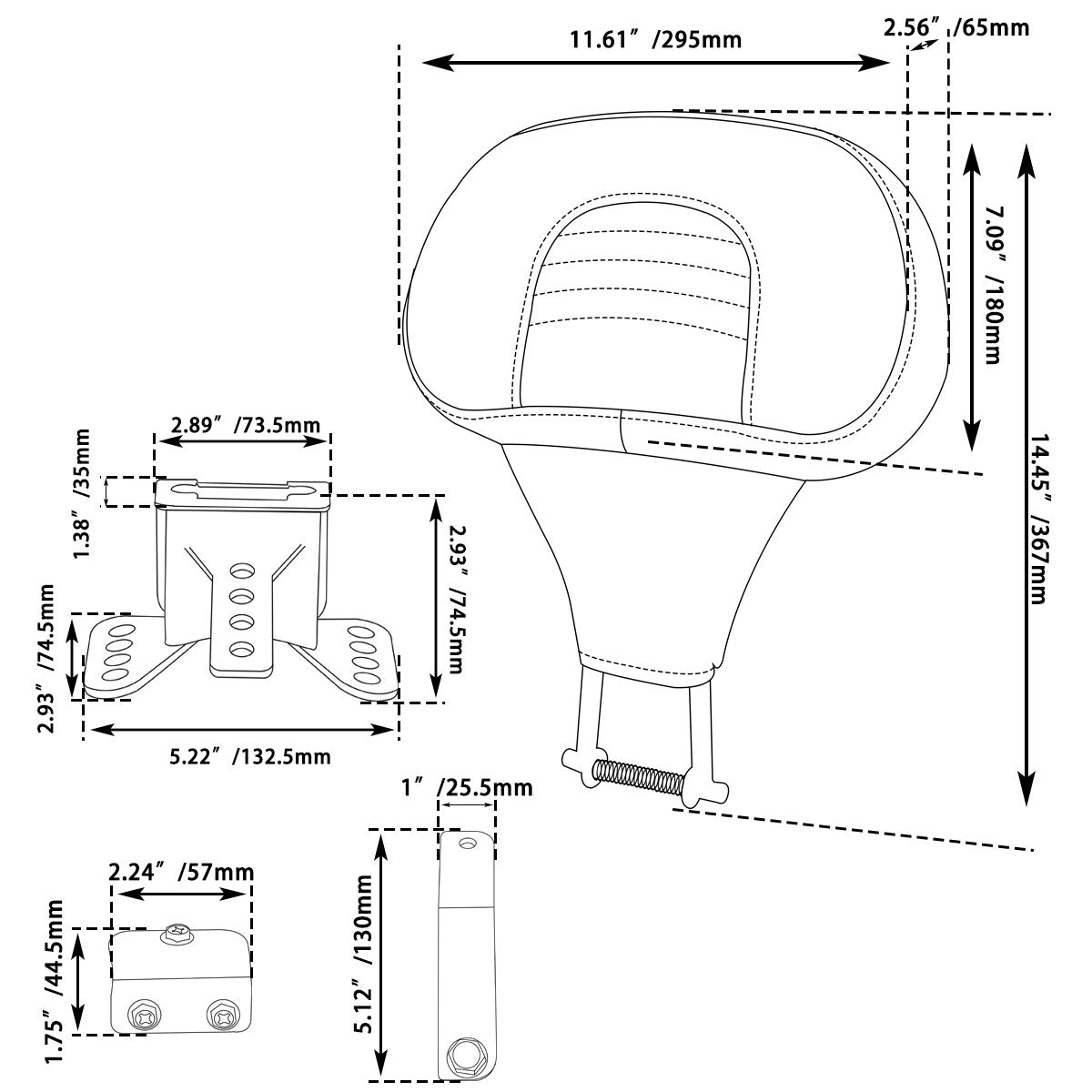 Motorcycle Adjustable Front Driver Rider Backrest Pad Mounting For Harley Touring CVO Road King Electra Street Glide FLTRX 09-24