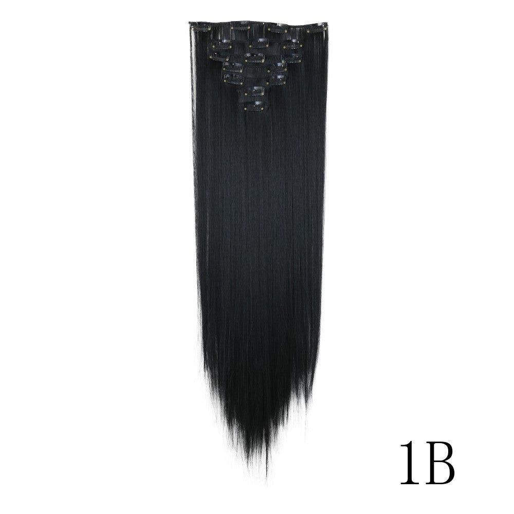 LANSA 7Clips Long Straight Synthetic Clip On Hair Extensions Cheveux Clip Naturel High Temperature Fiber Black Brown Hairpiece