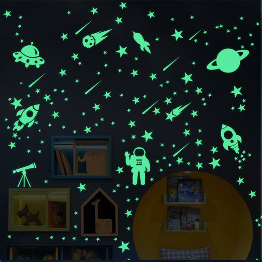 1Set Fluorescent Meteor Stars Glow in the Dark Wall Stickers for Kids Room Bedroom Home Decoration Ceiling Decoration Decals