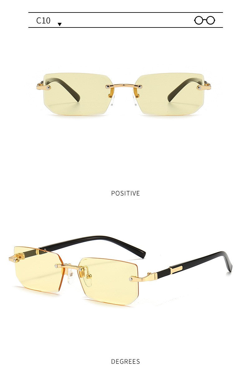 Rimless Sunglasses Rectangle Fashion Popular Women Men Shades Small Square Sun Glasses for Female Male Summer Traveling Oculos