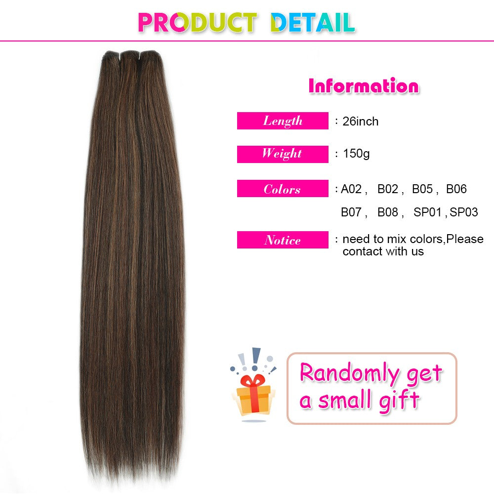 Alibaby Straight Hair Bundles Extensions Smooth Ombre Hair Weaving 26Inch Long Synthetic Straight Hair Bundles Full to End 150g