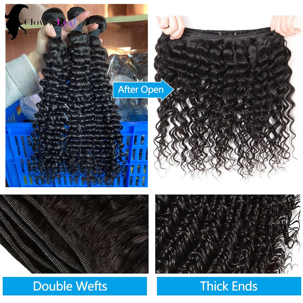 12A Deep Wave Bundles Human Hair Brazilian Remy 30 32 Inch Raw Curly Hair Bundles 100% Human Hair Extensions human hair Bundles