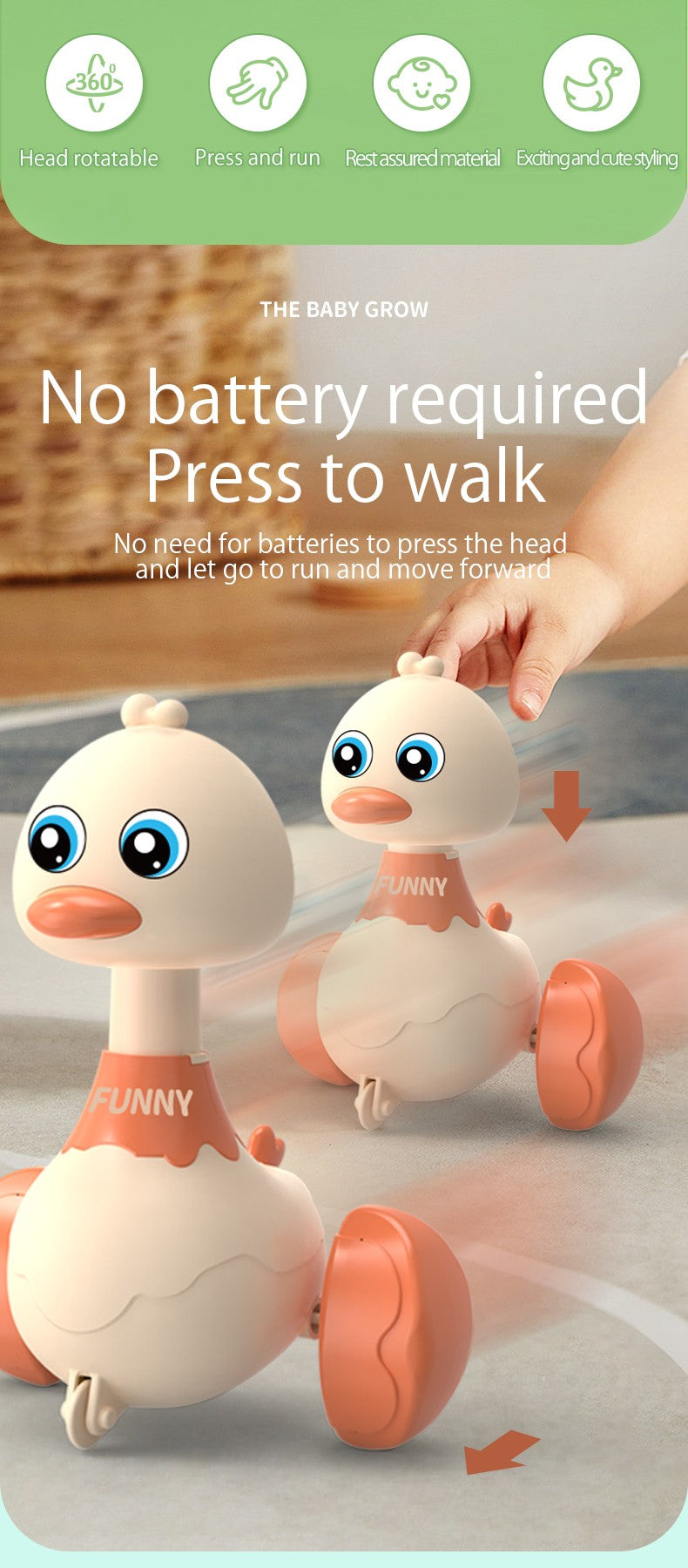 Baby Climb Toy Inertia Pull Back Cars Swing Duck Toy Cartoon Press Vehicles Glide Early Education Toys for Toddlers Boys Girls