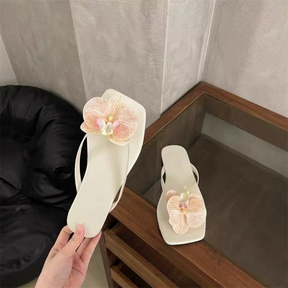 Daily Sweet Butterfly Orchid Slipper Summer Vacation Flower Flip Flops Elegant Out Wear Women's Sandals Ladies/Girls