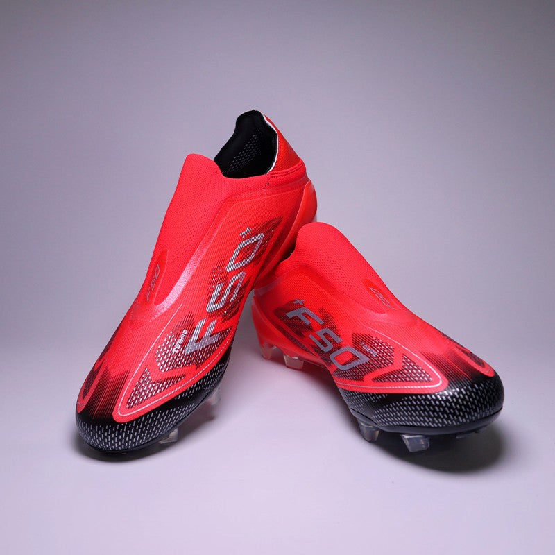 SLIP-ON Mens Soccer Shoes Non-Slip Turf Soccer Cleats for Youth Without-Lace TF/FG Training Football Boots Chuteira Campo 35-45
