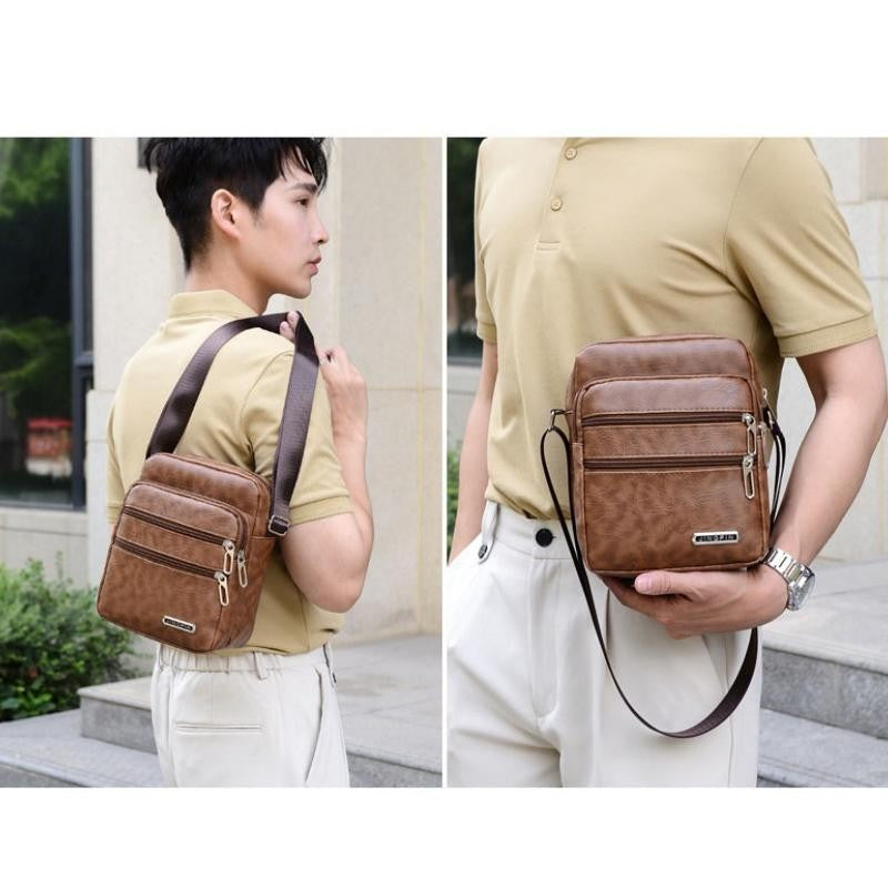 Men's PU Leather Crossbody Shoulder Bags High quality Tote Fashion Business Man Messenger Bag Leather Bags fanny pack