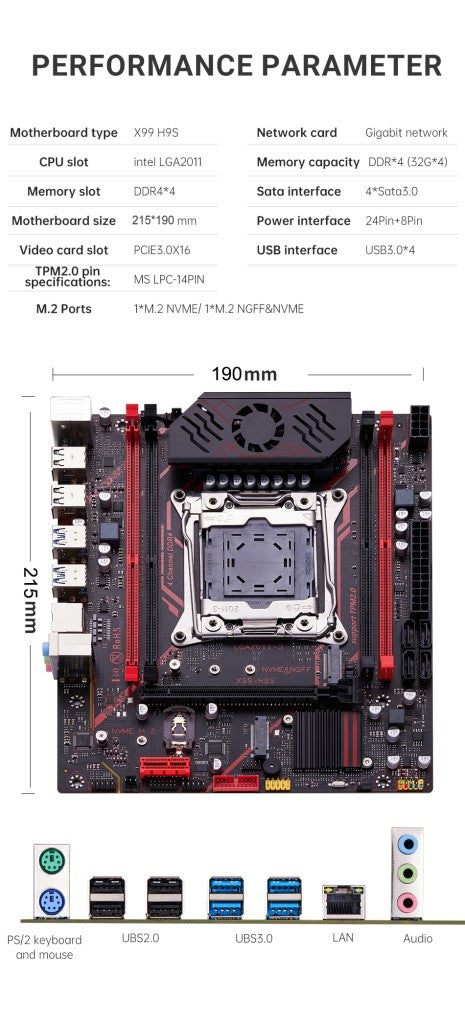 QIYIDA X99 motherboard TPM 2.0Interface LGA 2011 3 with NVME NGFF M.2 Support 4 channels X99 C612chip DDR4 Memory SATA3.0 USB3.0