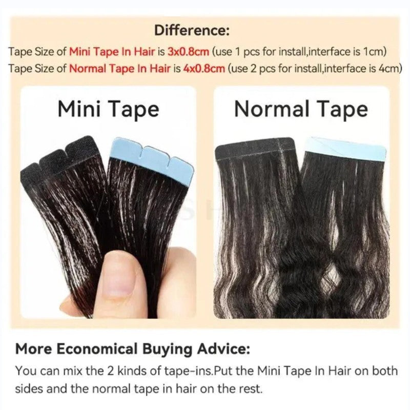 Mini Human Hair Natural Tape in Hair Extentions 3x0.8cm Invisible Tape 10pcs/pack For Side HairShipping from the USA