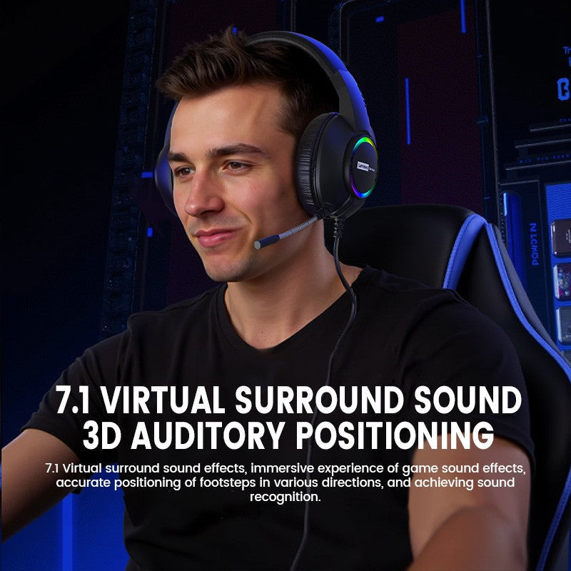 Lenovo E08 Wired Gaming Headphone with Microphone RGB Light Computer Laptop 7.1 Virtual Surround Sound Effects E-sports Headset