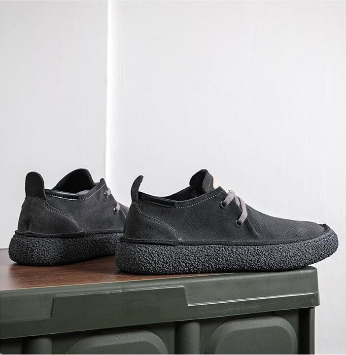 Men's Suede Genuine Leather Casual Shoes Lace-up Men Light Comfortable Driving Flats Mens Outdoor Oxfords Shoe