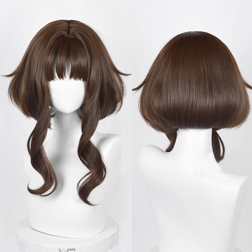Short Straight Synthetic Brown Wig Anime Game Cosplay Fluffy Heat Resistant Jellyfish Head Wig for Daily Party