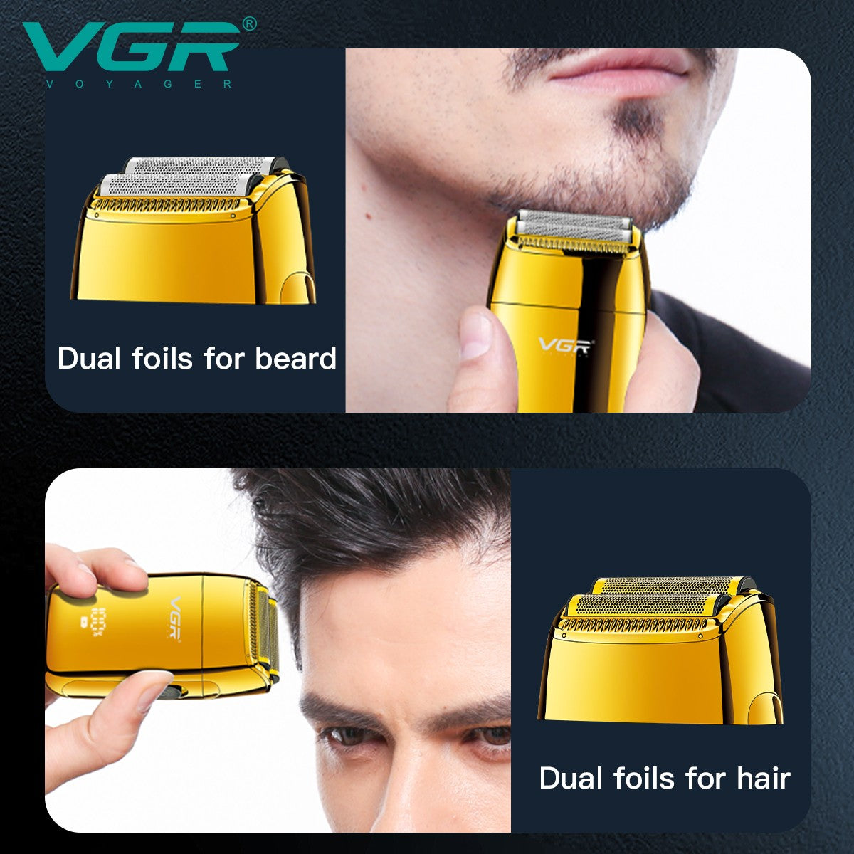VGR Rechargeable Electric Shaver For Men Beard Hair Electric Razor Facial & Bald Head Shaving Machine With Extra Mesh