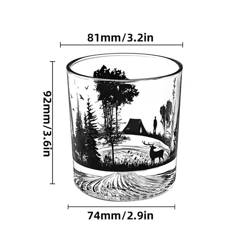 High End 10.3oz Black Silhouette Pattern Glass Cup Personalized Drinking Glasses Household Creative Whiskey Glass Iceberg Cup