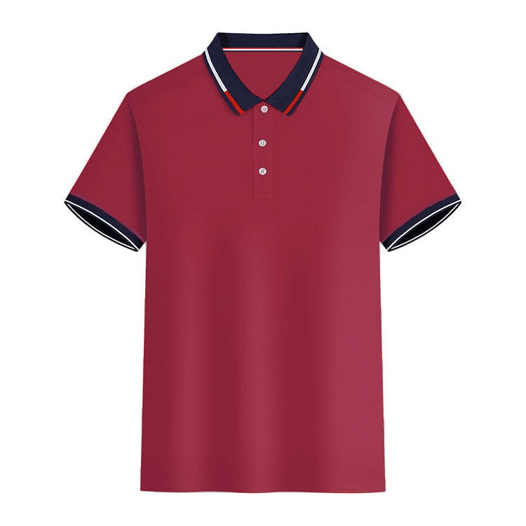 Men's new top Polo shirt T-shirt Summer men's short sleeve color lapel casual fashion white shirt T-shirt men's short sleeve