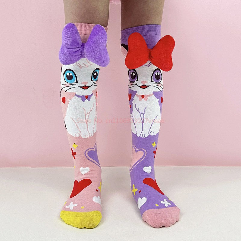Christmas Gift Disney Cute Girl Mid Tube Three-Dimensional Fashion Handmade Ears Handmade Socks Mickey Minnie Cosplay Accessory