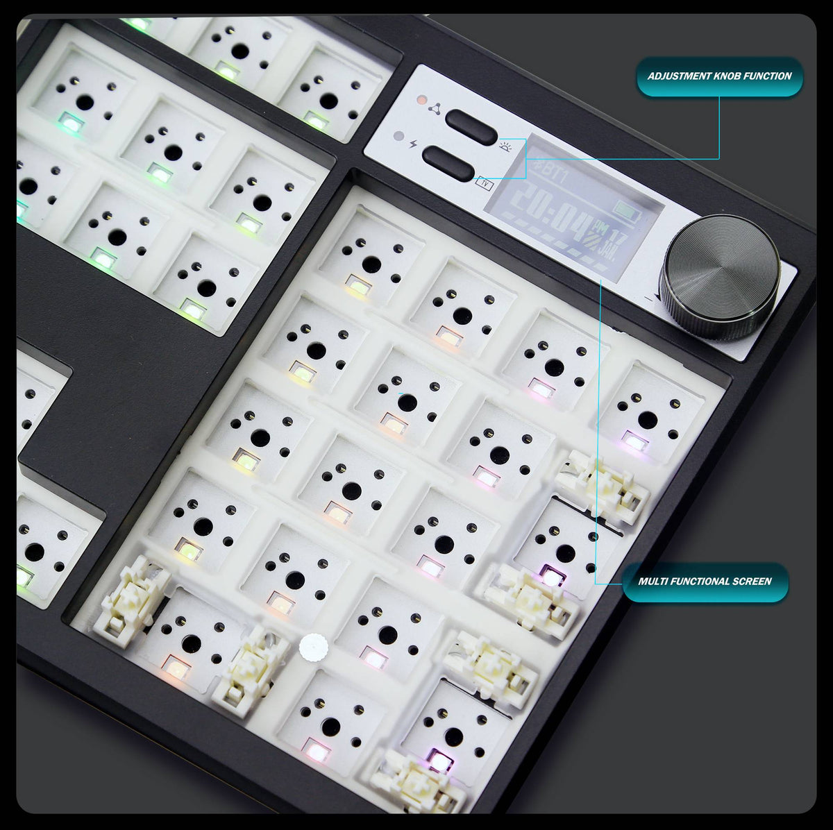GMK104 Mechanical Keyboard Kit Three Mode Gaming Keyboard Hot Swap Backlit Gasket Structure This VIA with display screen