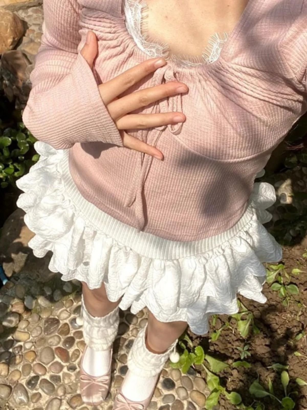 Kawaii Ball Gown Short Skirt Pleated Ruffles Layered High Waist Solid Mini Cake Skirts Lolita Girl Sweet Cute Elastic Waist Y2K