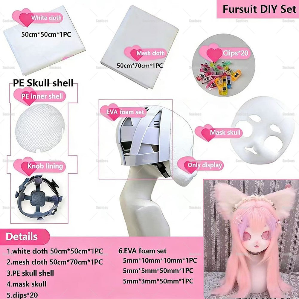 Fursuit Kigurumi Head Base DIY Foam Animal Skull Furry Cosplay Headwear Costume Halloween Carnival Accessories