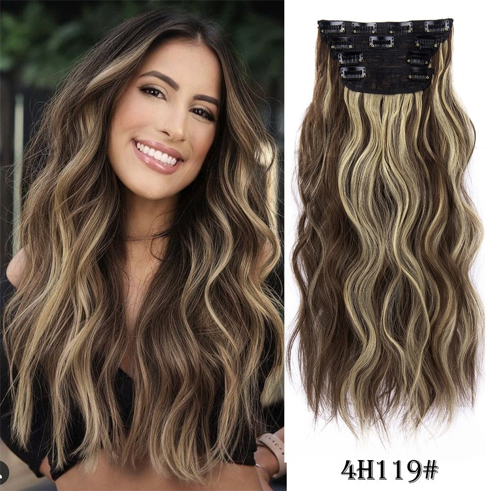 4Pcs/Set 20Inch Synthetic Hair Clip In Long Wavy Thick Hairpieces For Women Full Head Synthetic extenciones para el cabello