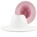 QBHAT Two-color Fedora Hat Women Men Wide Brim Felt Jazz Hat Ladies Party Top Cap Patchwork Chapeau Sombreros De Mujer 50 Colors
