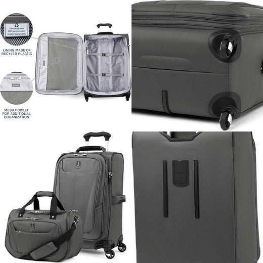 Expandable 2-Piece Carry-On Luggage Set with Spinner Wheels and Underseat Tote, Lightweight Suitcase for Men and Women, Shadow G