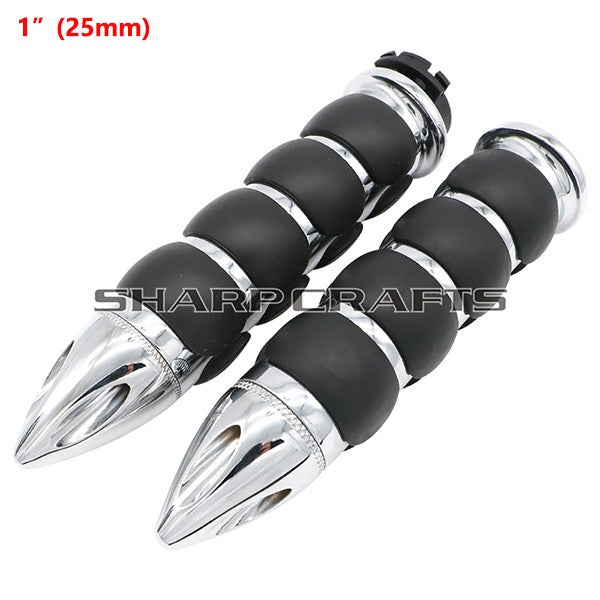 1" 25mm & 7/8'' 22mm Billet Rubber Flame Spike Hand Grips For Harley Honda Kawasaki Suzuki Yamaha Bikes Cruiser Chopper Custom