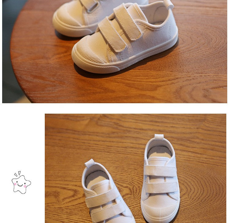 New Spring Summer Children's Canvas Shoes Girls White Shoes Fashion Boys Soft Campus White Causal Shoes Non-slip Sneakers