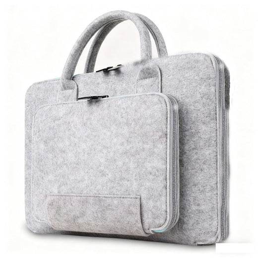 Felt Bag Felt Tote Bag Multifunctional Handbag Double Zipper Computer Bag Portable Computer Bag