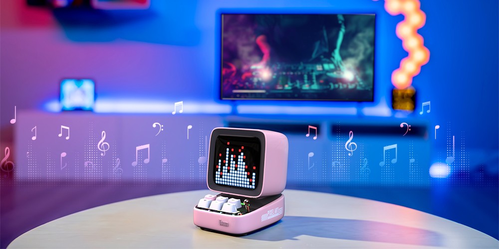 Divoom Ditoo-Pro Retro Pixel Art Bluetooth Portable Speaker Alarm Clock DIY LED Display Board, Cute Gift Home Light Decoration