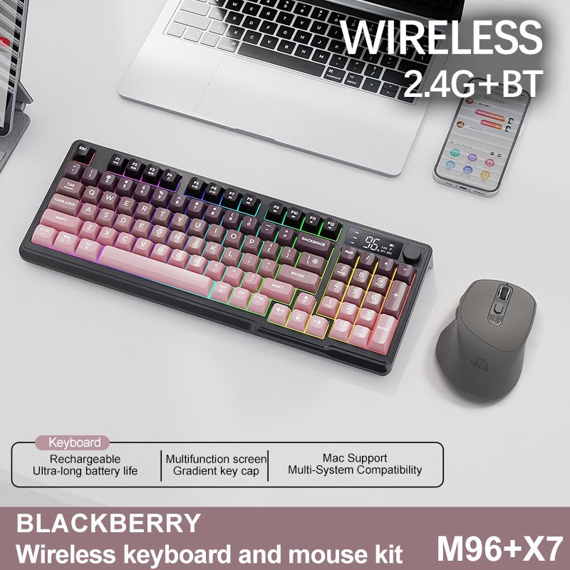 M96 Bluetooth Keyboard Wireless FREEWOLF Screen Gaming Keyboard,Electronic Screen, Multi-Device Connection,Ergonomics Gaming
