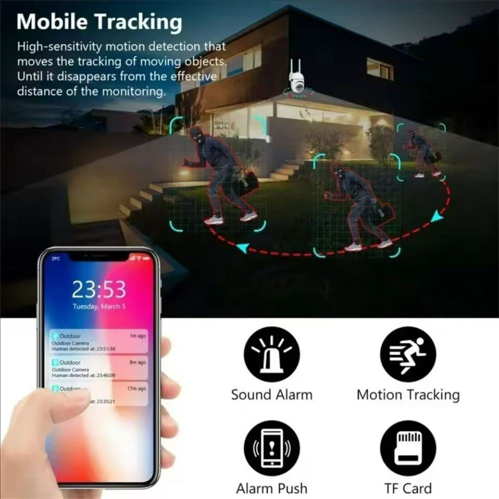 3MP Wifi IP Outdoor Wireless Security Surveillance PTZ Camera 4X Zoom Cameras AI Human Tracking Two-way Audio HD Night Color Cam