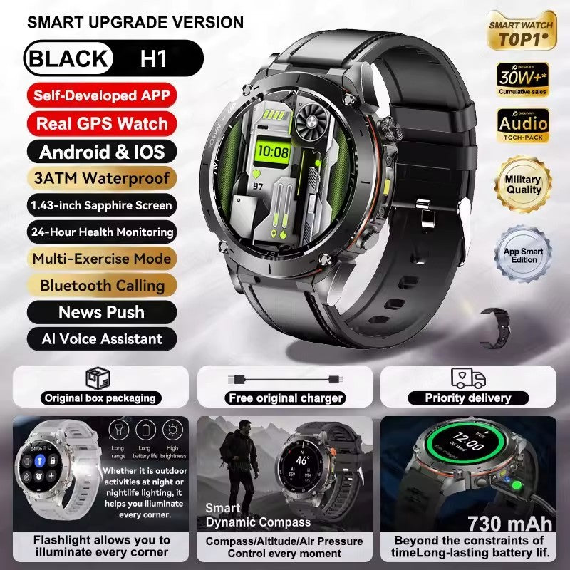 2025 New GUHUAVMI IOS Ultra GPS Smart Watch 10ATM Waterproof Built-in Dual-band GNSS Compass Military Sports Men SWIM Bracelet