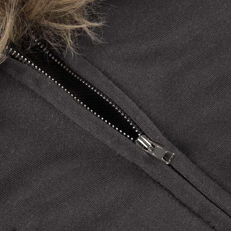 2025 New Autumn Winter Hooded Jackets Fashion Women Long Sleeve Slim Y2K Zipper Vintage Coats High Street Fleece Pocket Outwear