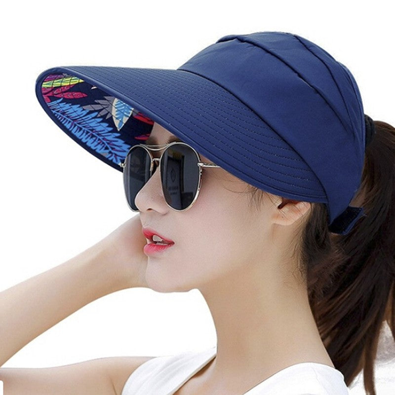 Summer Sun Protection Folding Sun Hat For Women Wide Brim Cap Ladies Beach Visor Hat Girl Holiday UV Protection Sun Hat