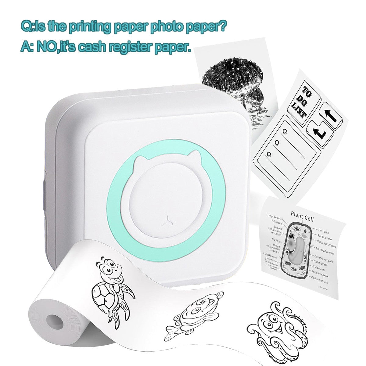 Portable Mini printer,thermal pocket Label printer, for Android or IOS APP, inkless sticker printer, suitable for home, office