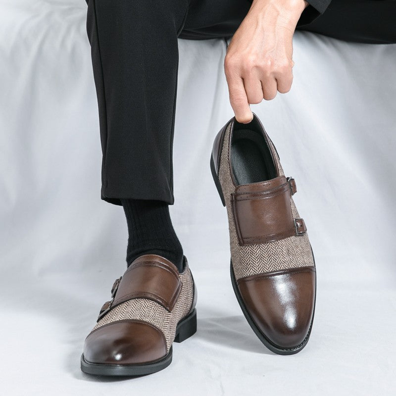 Spring Italian Double Button Loafers High-quality Blue Leather Shoes for Men Men Leather Shoes Patent Mens Wedding Dress Shoes