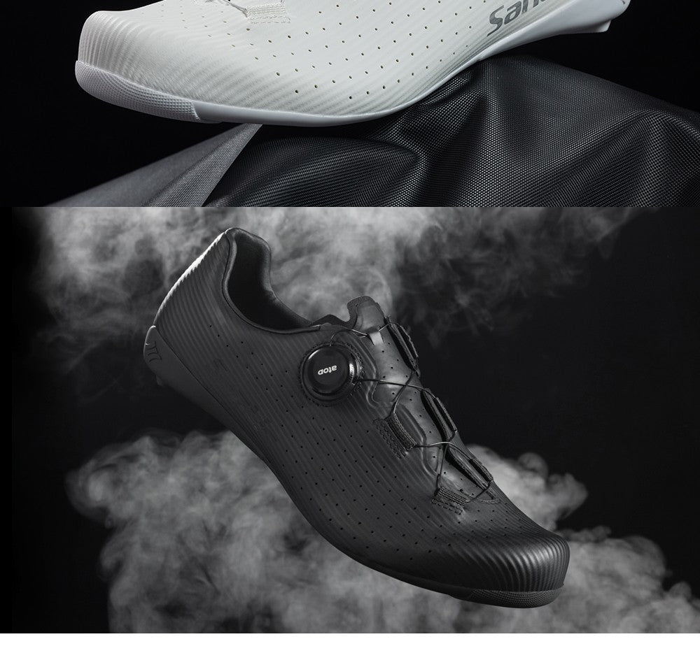 Santic Carbon Fiber Cycling Shoes Outdoor Wear Resistant Road Riding Sneakers Unisex Men Women Adjustable Pro Racing Bicyle Shoe
