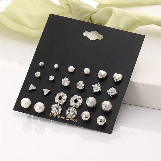 40Pcs/Set Gold Color Earring Set Vintage Butterfly Heart Pearl Crystal Stud Earrings for Women Korean 2024 Brincos Jewelry Gift