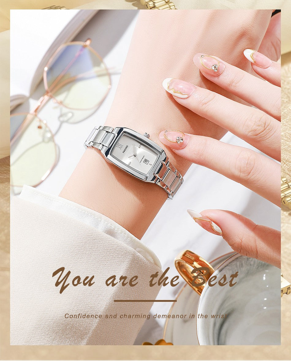 WWOOR Elegant Women's Watch Fashion Stainless Steel Waterproof Ladies Quartz Wristwatch Luxury Bracelet Watches Date Reloj mujer