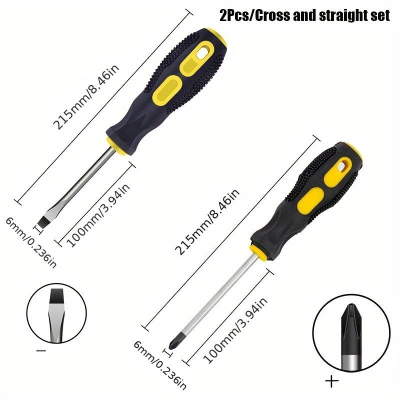 Magnetic Tip Screwdriver Set, Phillips and Flat, Professional Cushion Grip | Hand Tools Set
